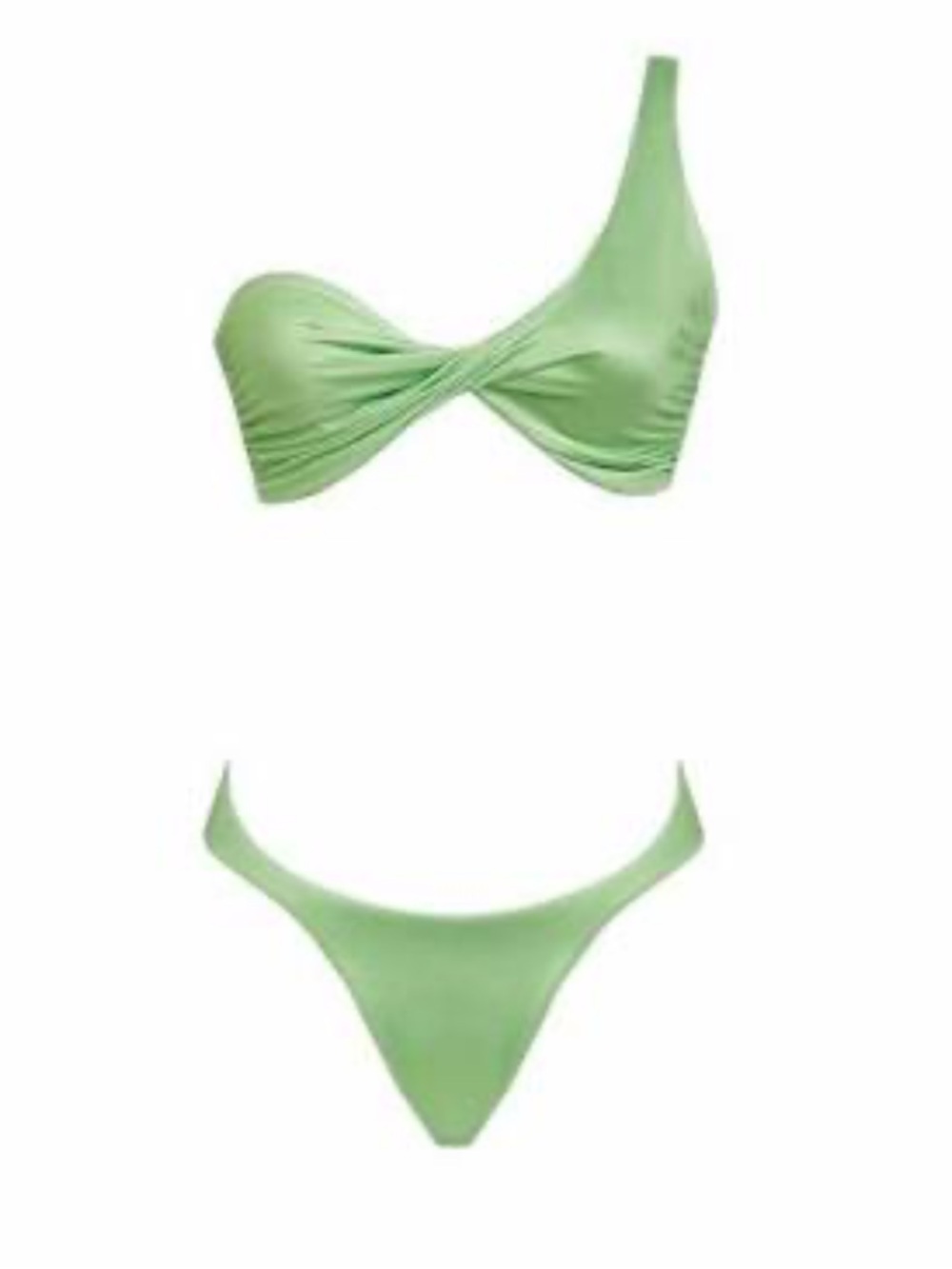 Baobab Collection Ola One-Shoulder Twist Bikini Set in Mint Green / Matcha